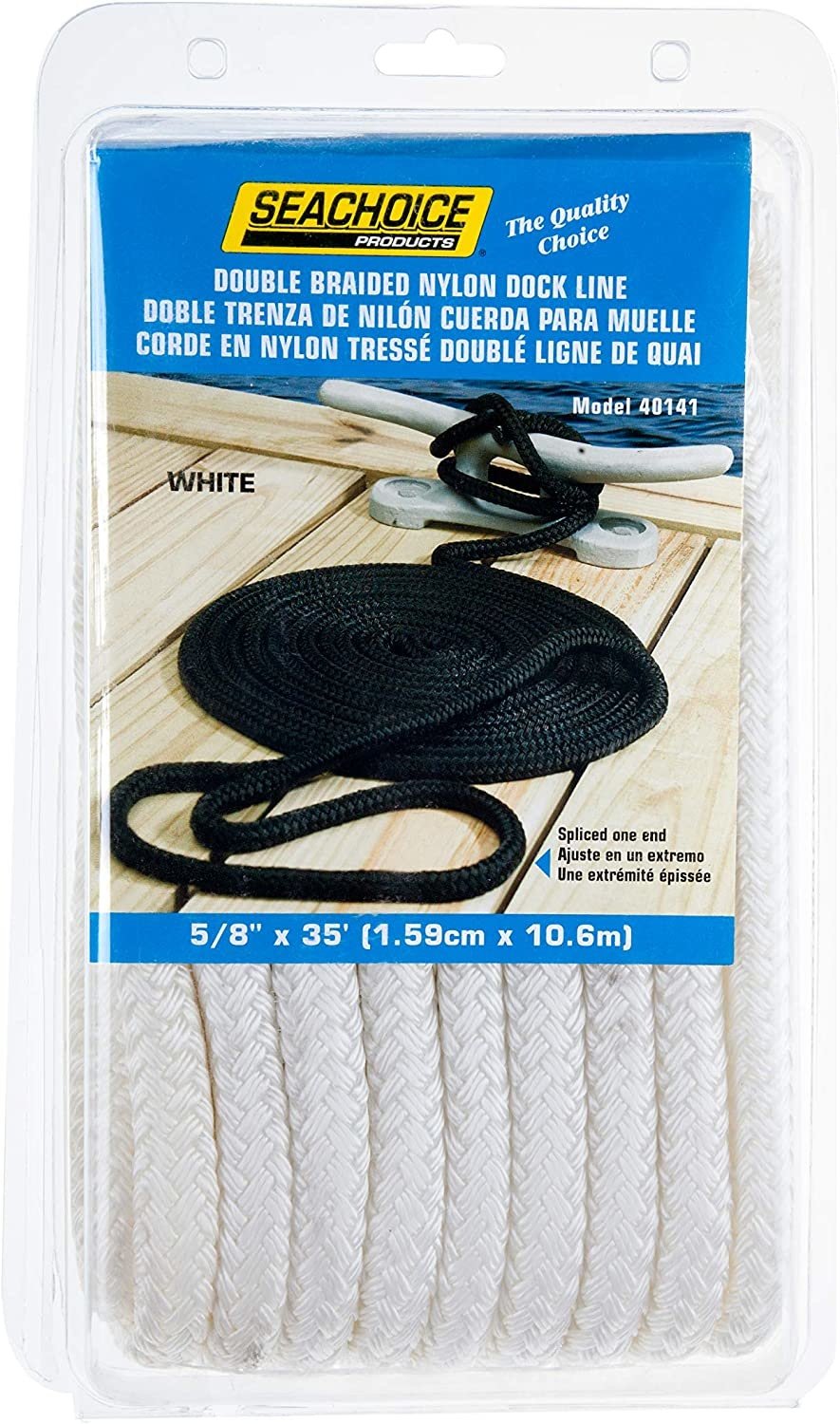 Seachoice 40141 - Double Braided, Dock Line, White, 5/8''x35'