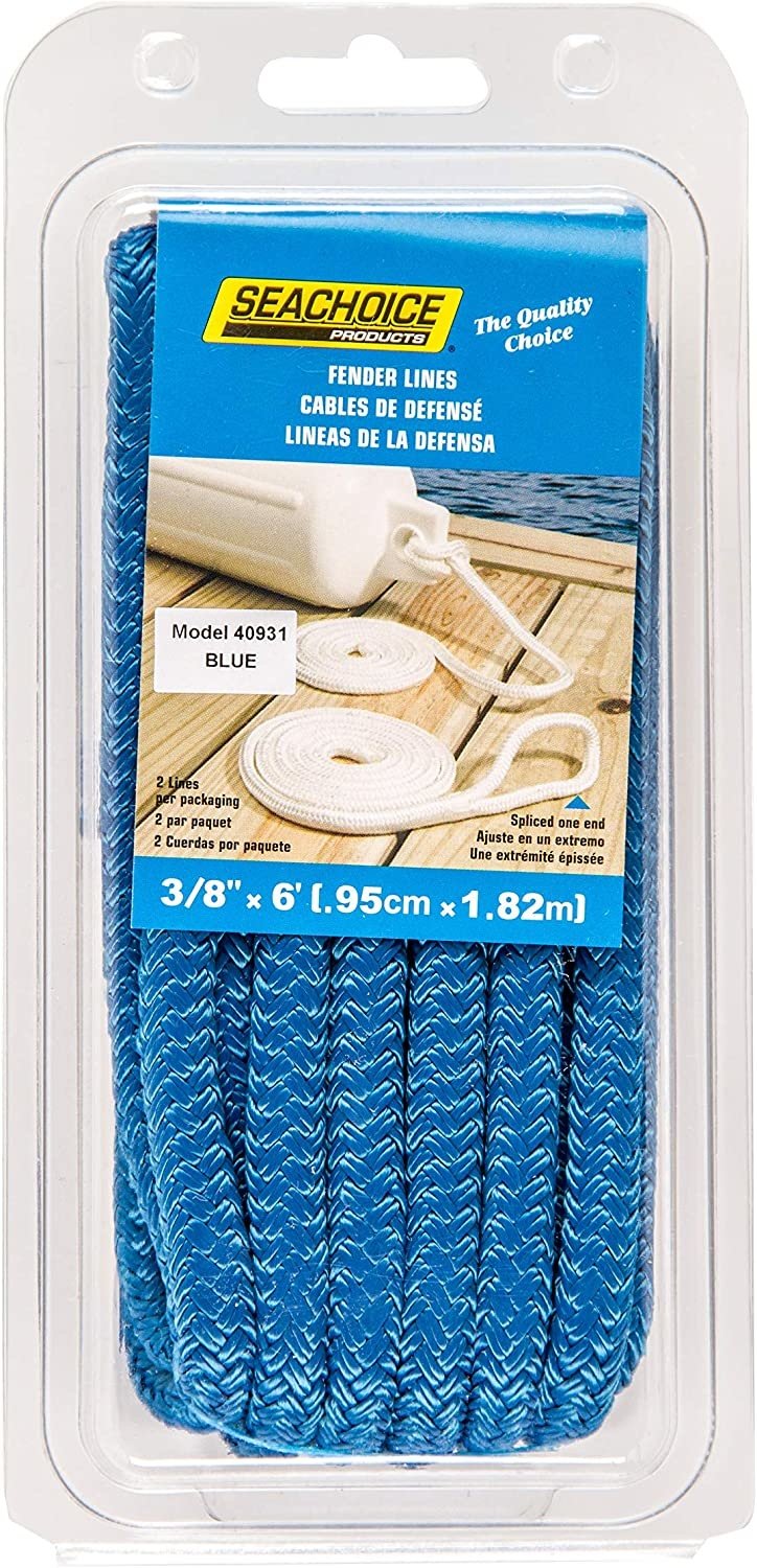 Seachoice 40931 - Blue , Double Braided , Nylon Fender Line , (2 Per Pack)