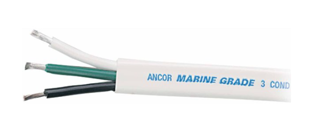 Ancor 639-133510 - Marine Grade Tinned Triplex Cable Black/Green/White With White Jacket Per foot