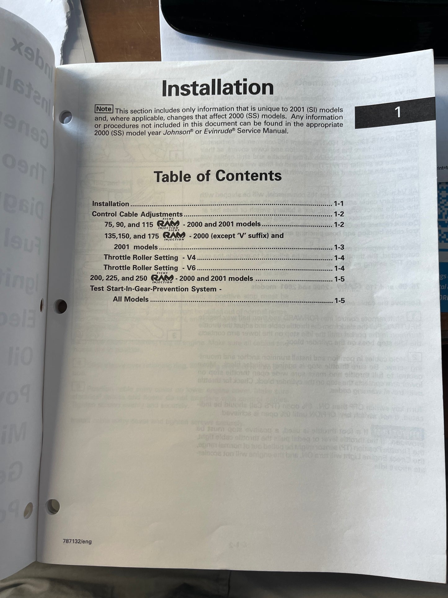 JOHNSON Evinrude Service Manual SUPPLEMENT 2000-2001