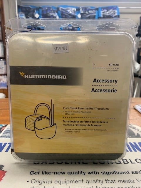 Humminbird - XP928 Accessory Puck shoot Thru the Hull Transducer, for use in single layer fiberglass hull, 20 foot cable,