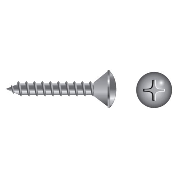 Seachoice B641 - Stainless Steel Phillips Tapping Screw Oval Head #10 x 1” 1/2