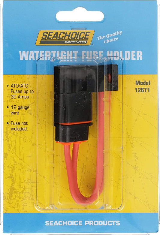 Seachoice 12671 - Watertight Fuse Holder ATO/ATC Fuses Up To 30 amps, 12 Gauge Wire 