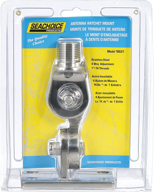 Seachoice 19531 - 4-Way Antenna Ratchet Mount, Stainless Steel