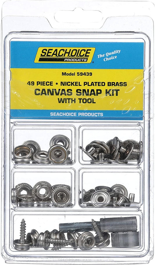 Seachoice 50-59439 - Canvas Snap Kit, 49 Piece, Nickle Plated Brass With Tool