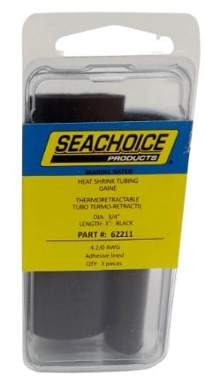 Seachoice 62211 - Heat Shrink Tubing Sleeving, Heat Shrink, DIA: 3/4'', Length 3'', Black, (3 per set)