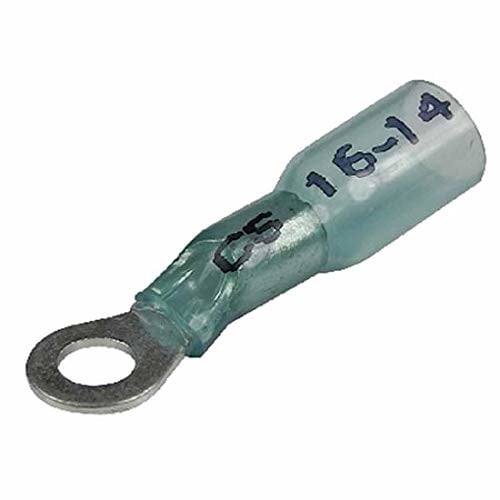 Seachoice 62351 - Heat Shrink Ring Terminals, 16-14 AWG (1-2 mm2) Adhesive lined, 3/8'' Stud, 3 per set