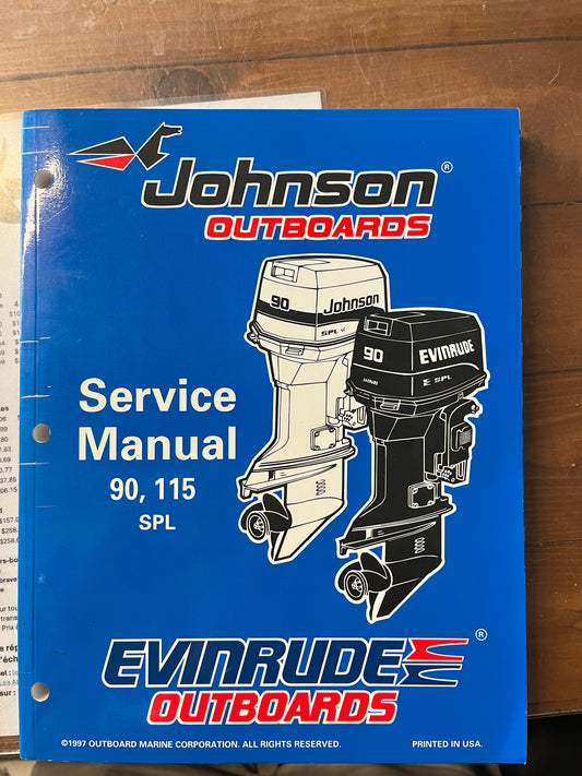 JOHNSON EVENRUDE OUTBOARD SERVICE MANUAL 90, 115 SPL P/N 520209