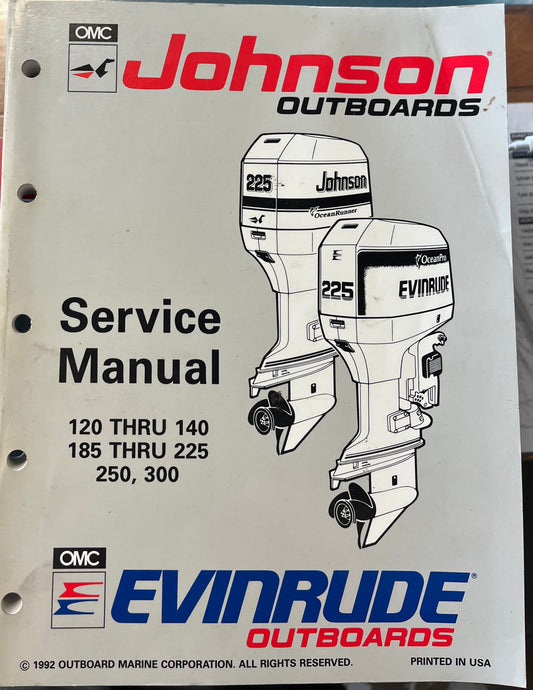 JOHNSON EVINRUDE OUTBOARD SERVICE MANUAL 1992 P/N 508287