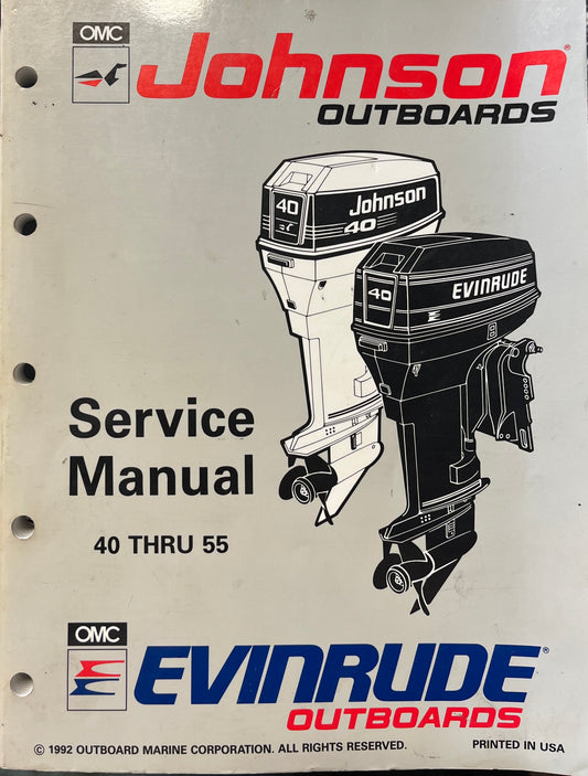 JOHNSON EVINRUDE OUTBOARD SERVICE MANUAL 1992 P/N 508283