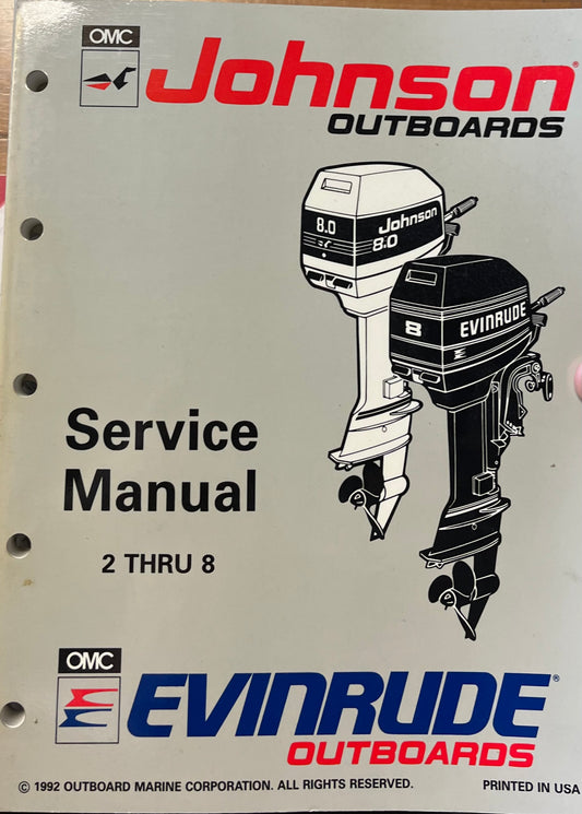 JOHNSON EVINRUDE OUTBOARD SERVICE MANUAL 1992 P/N 508281