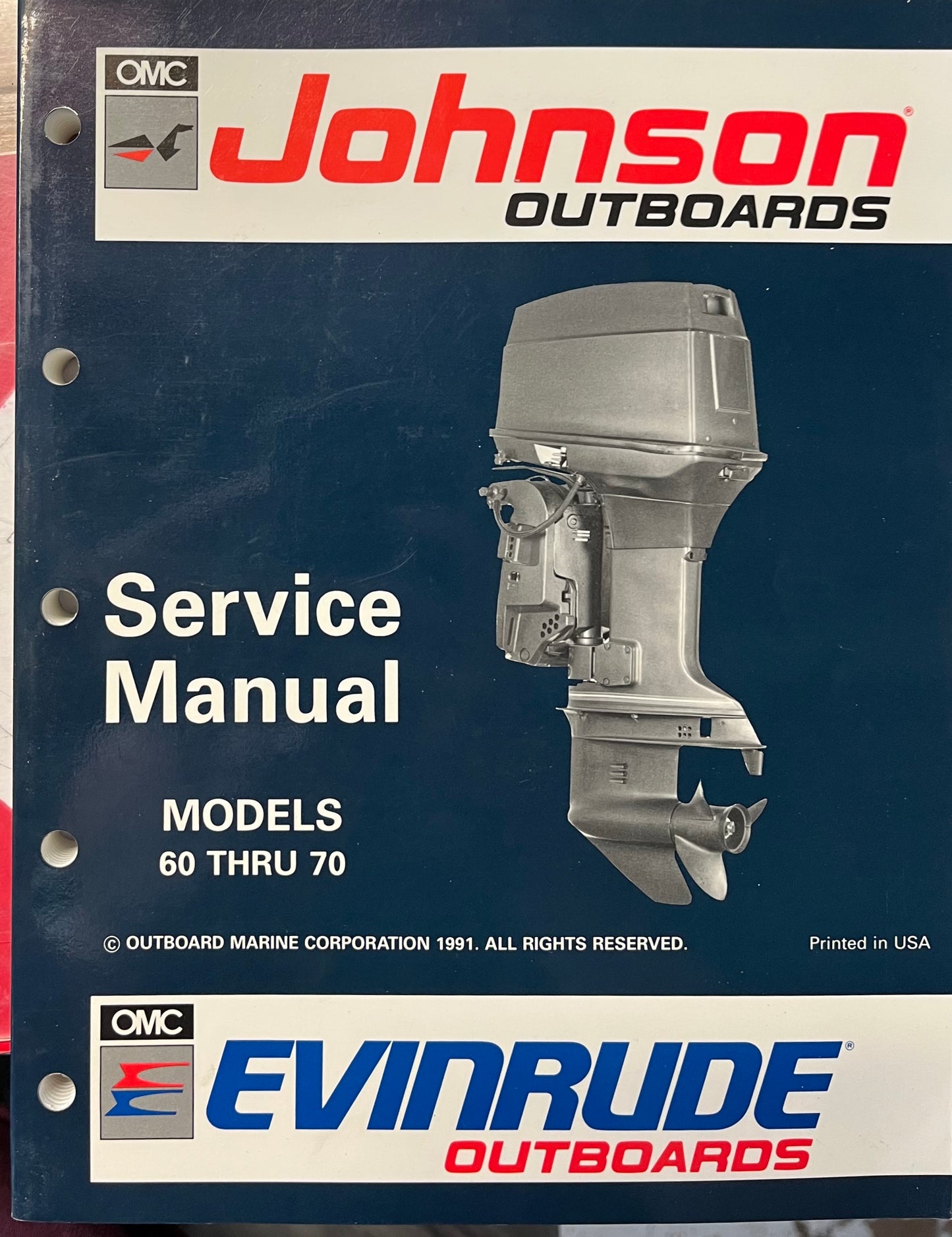 JOHNSON EVINRUDE OUTBOARD SERVICE MANUAL 1991 P/N 508144