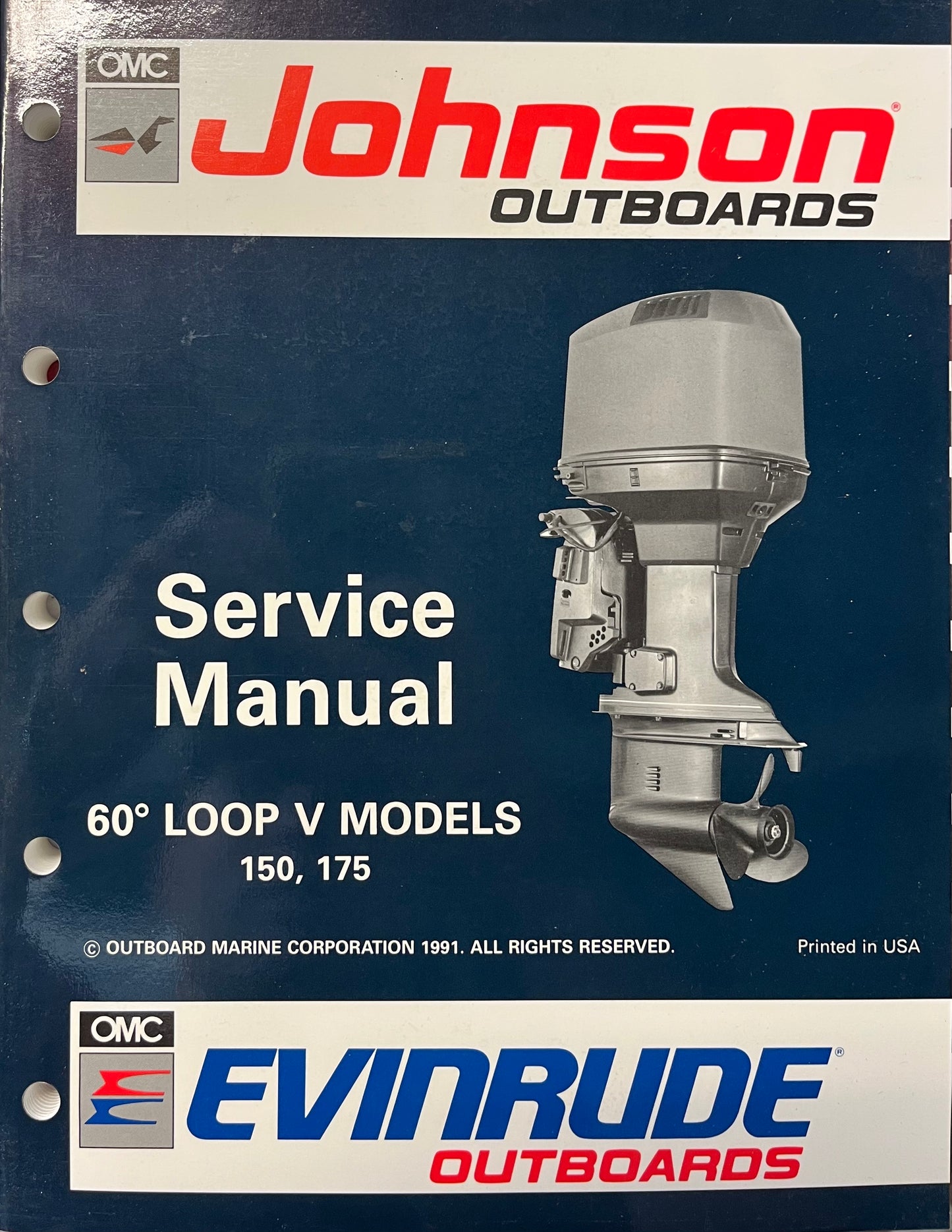 JOHNSON EVINRUDE OUTBOARD SERVICE MANUAL 1991 P/N 508146