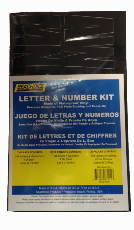 Seachoice 77111 - Letter and Number Kit, Black Waterproof Vinyl