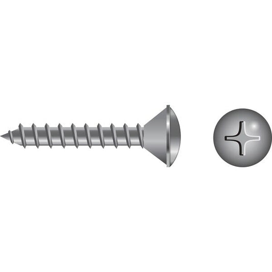 Seachoice B648 - Stainless Steel Phillips Tapping Screw Oval Head #14 x 2”