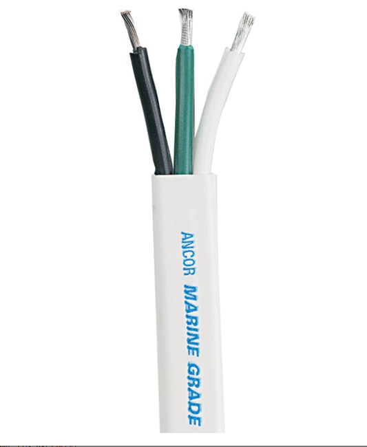 Ancor 133510 - Marine Grade Tinned Triplex Cable Black/Green/White With White Jacket